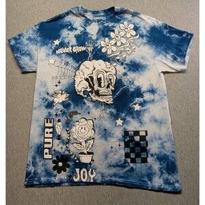 ALAB Never Grow Up Tie Dye Collage Men’s Medium Graphic T-Shirt